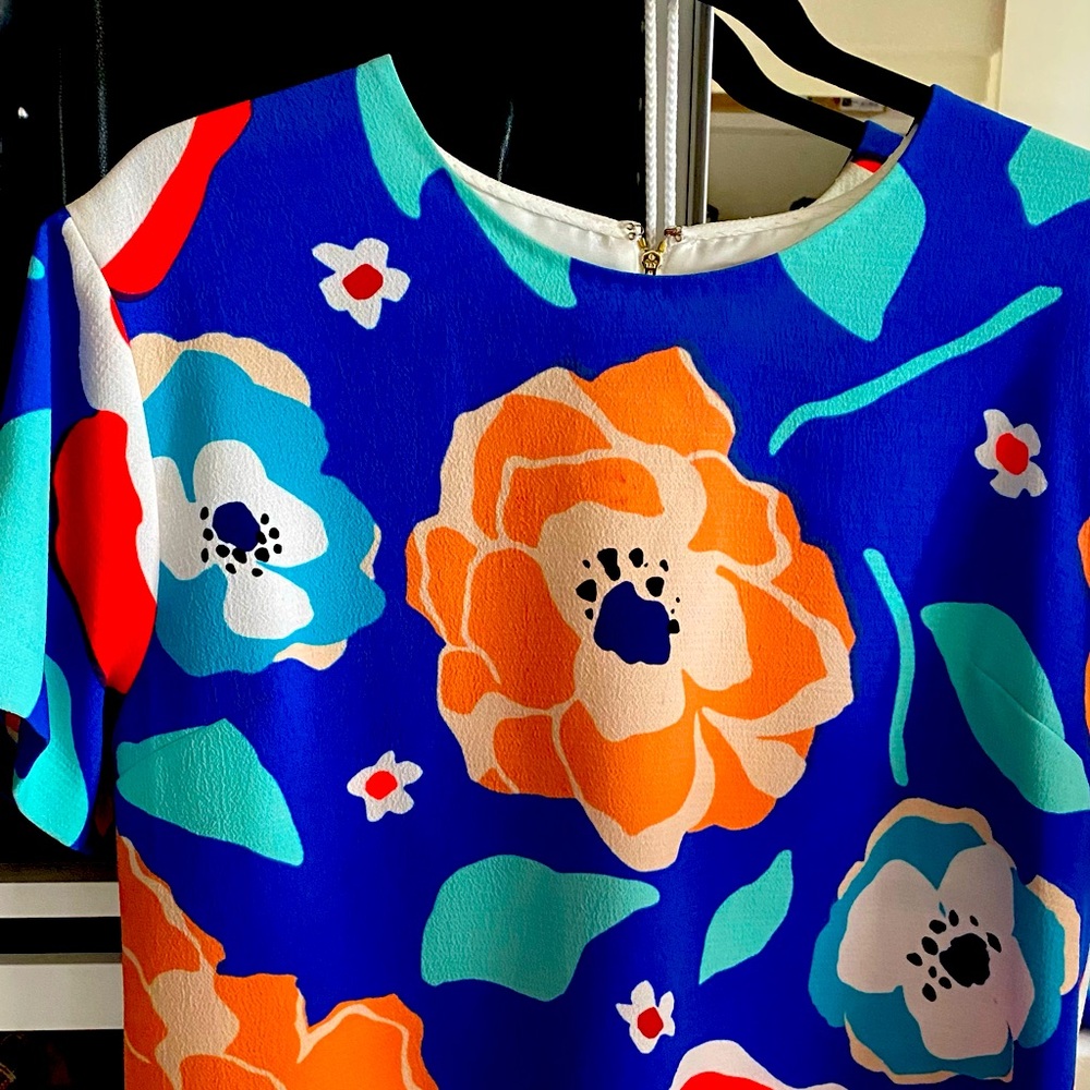KATE SPADE Jaq Dive Right In Blouse Floral Poppy Sheath Short Sleeve